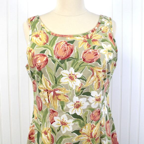VTG Laura Ashley Womens US8 Floral Dress Spring Tulips 90s Preppy Coastal Brunch - Picture 4 of 9